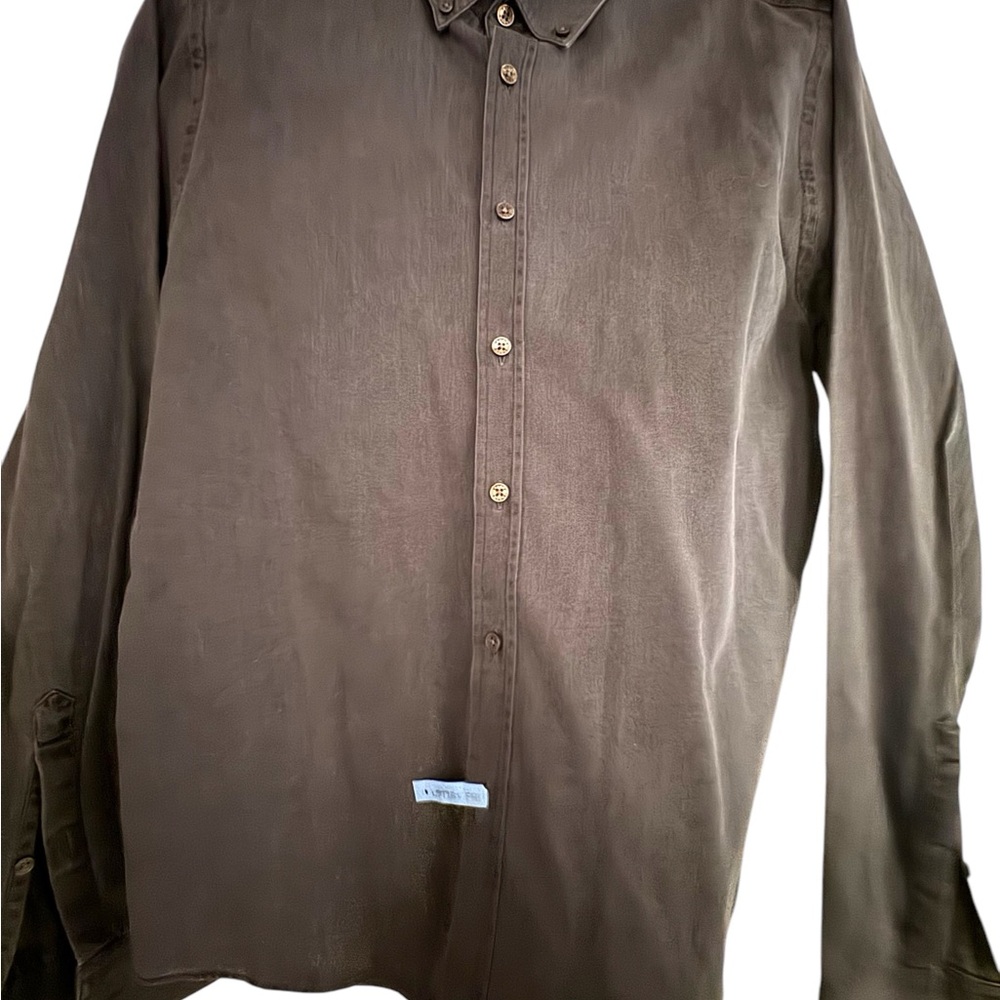 DSTLD Gray Casual Button Down Shirt with Smooth Fabric